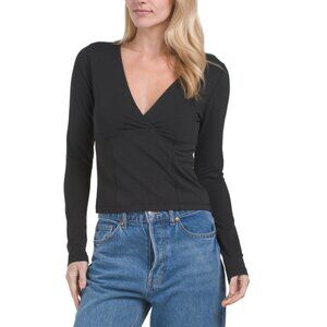 NATION Jet Black Pima Cotton Blend Sierra Top